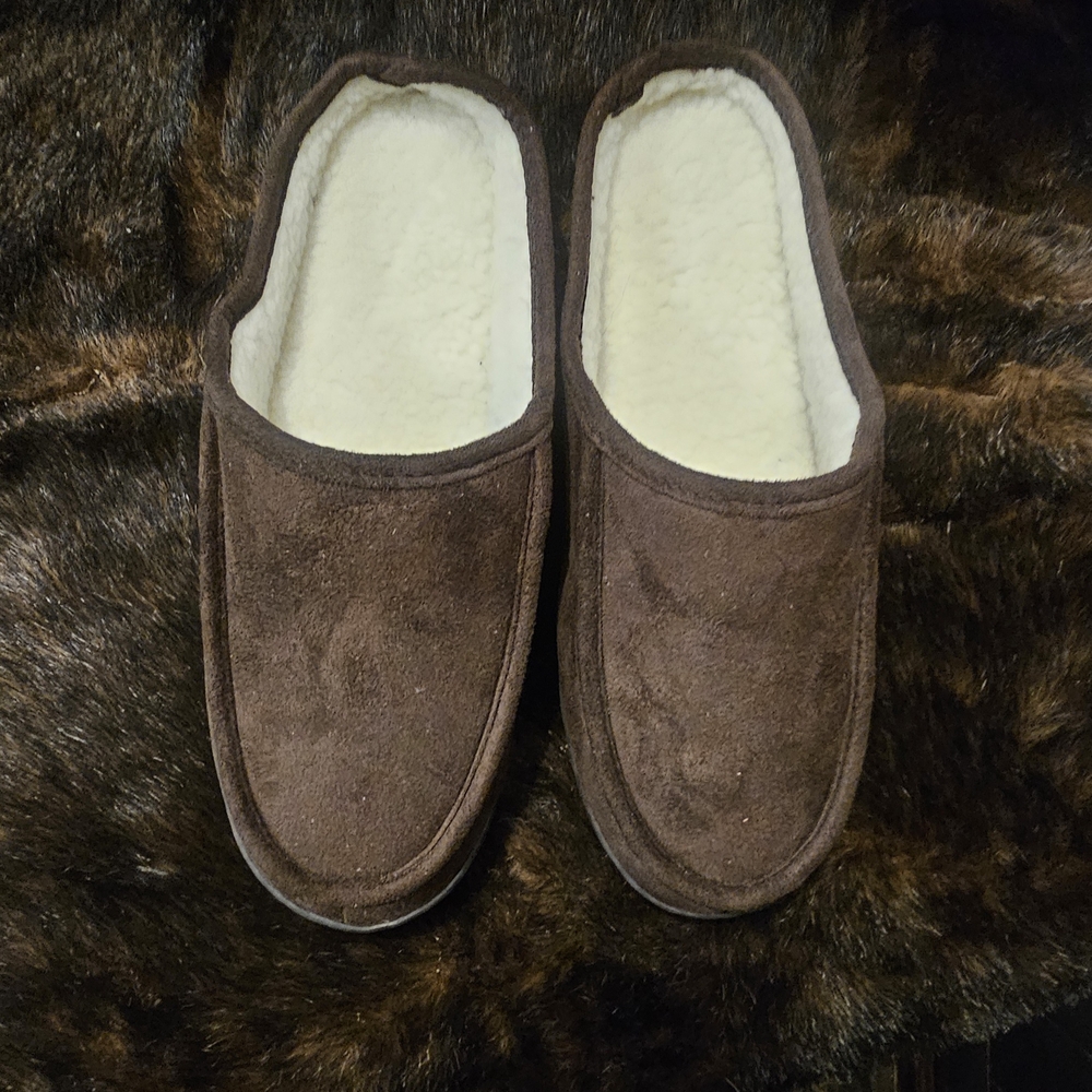 Microsuede Men’s Brown Slippers 10 new
